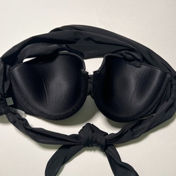 Victoria Secret 34C Twist Front Balconette Bikini Top Crossback Underwire Black - Picture 7 of 7